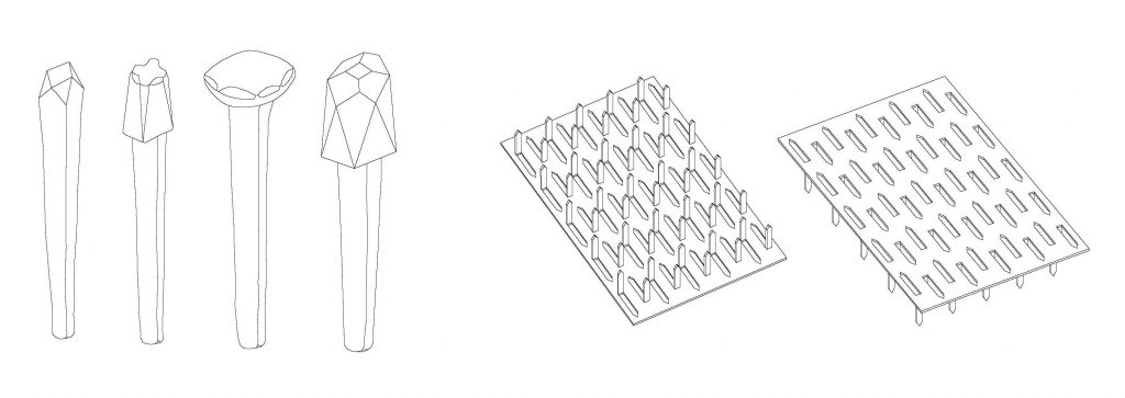 Neuinterpretation klassischer Holzkonstruktion: Nagelplatte statt Hartholzplatte. Zeichnung: Max O. Zittelsberger